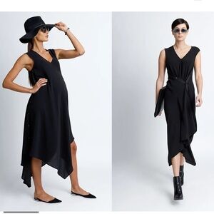 Formerly Yan Convertible Midi Snap Sleeveless Black Maternity Dress Size Medium